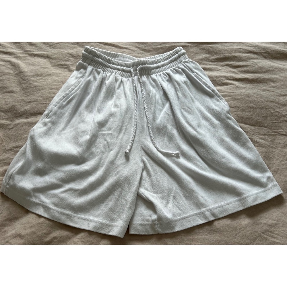 Karen Scott Petites White Jersey Lounge Shorts Elastic Waist Drawstring PS